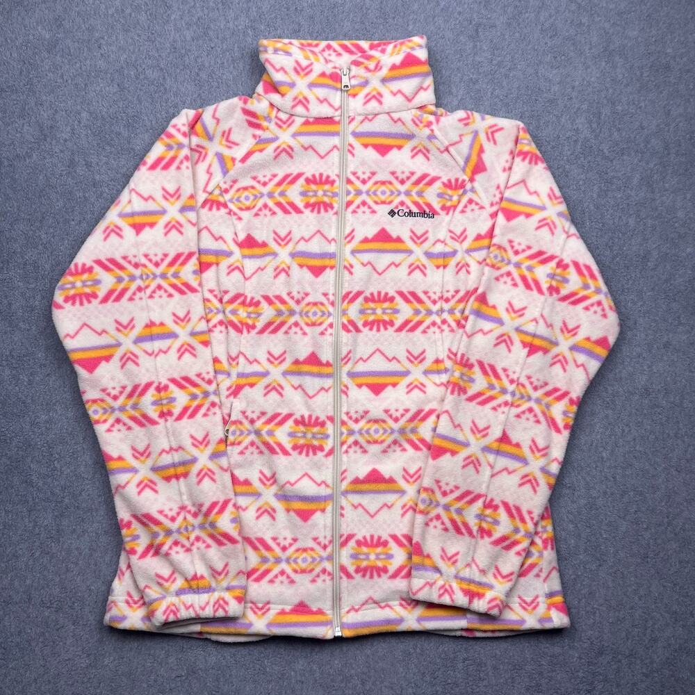 columbia fleece jacket pink aztec full zip‎ large